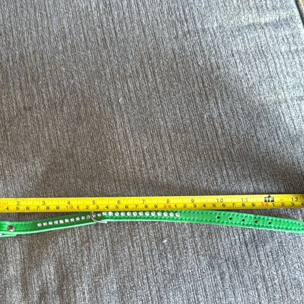Green Studded Dog Collar, Size Small, rhinestones